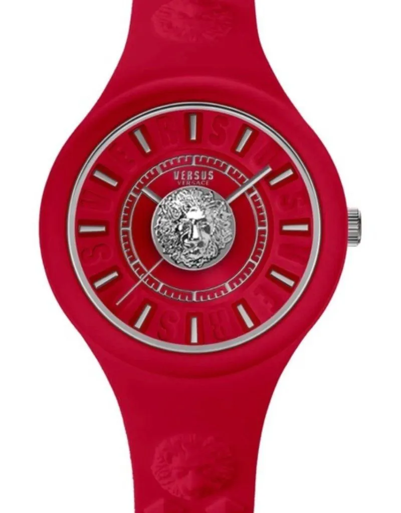 Versus Versace Women's Fire Island Lion Silicone Strap Watch 39mm Red