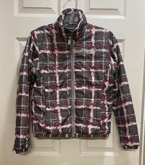 THE NORTH FACE Full Zip Puffer Ski Winter Jacket Plaid Outdoors Snow Size XS