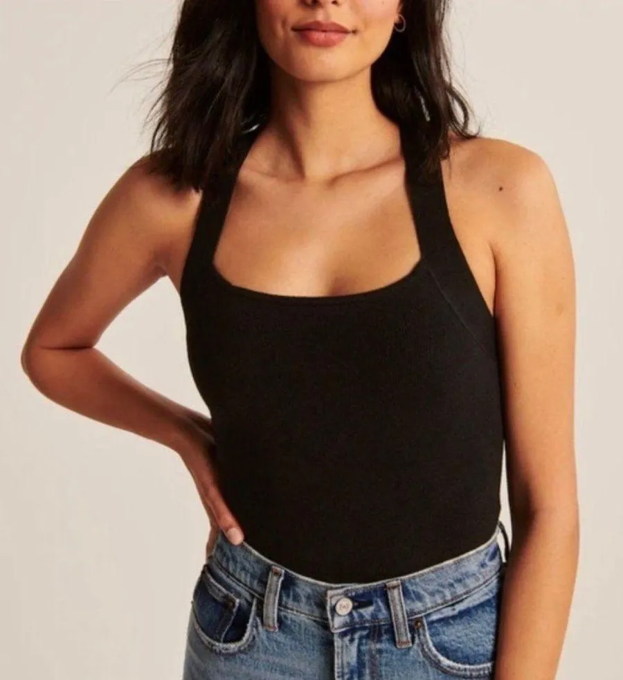 Crossback Knit Bodysuit in Black