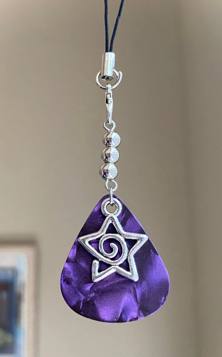 y2k goth style star swirl guitar pick phone strap/bag charm/keychain/display🌟💜