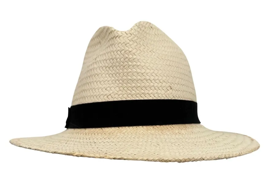 Nordstrom Rack Women Straw Panama Hat Natural Woven Black Ribbon Band One Size