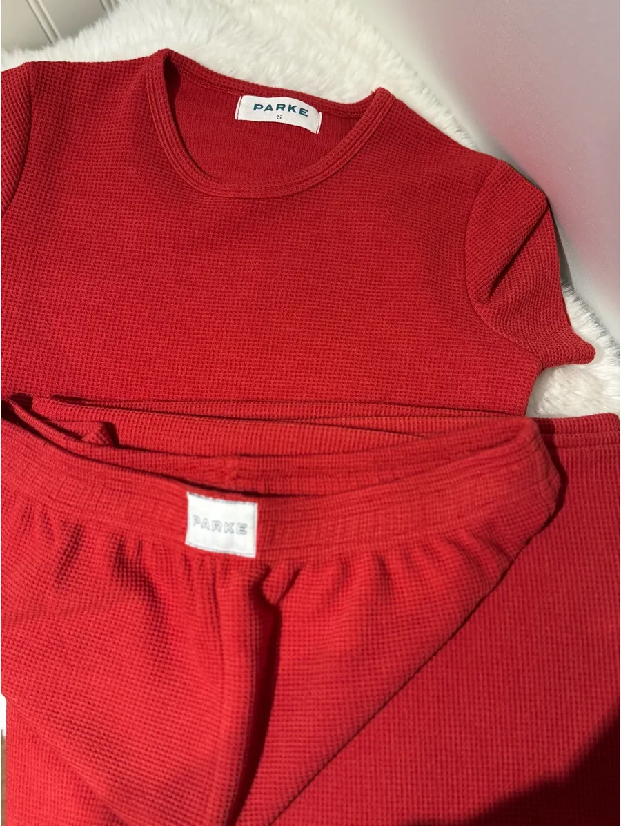 PARKE Holiday Waffle T-Shirt & Pants Set – Small – Special Edition – NWOT