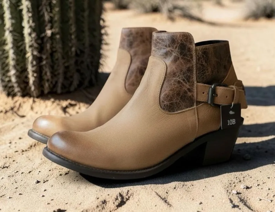 J.B. Dillon leather leather distressed western ankle boots NEW 10 Brown