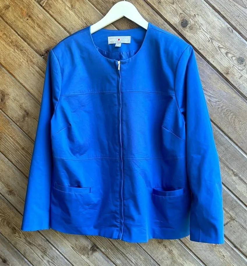 Avenue studio cobalt royal blue zip up jacket blazer size 20