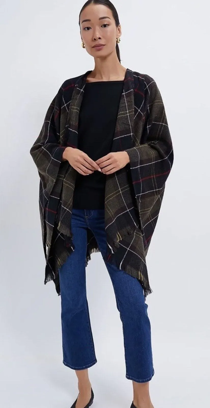 BARBOUR Tuckernuck Staffin Green Tartan Serape Wrap Scarf One Size NWT