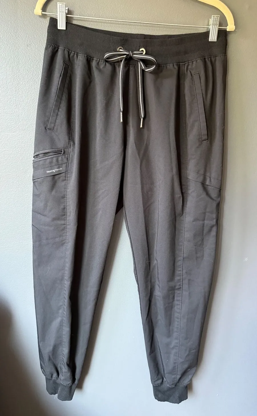 Healing Hands Black Drawstring Cargo Jogger Pants