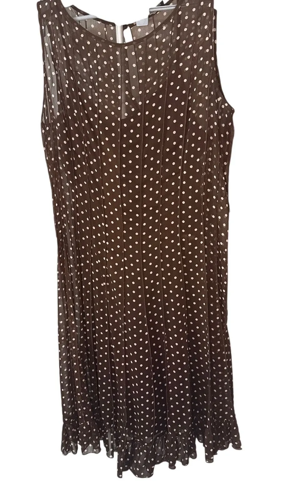 Jessica Howard Brown Polka Dot Sheer Dress Women's 18W