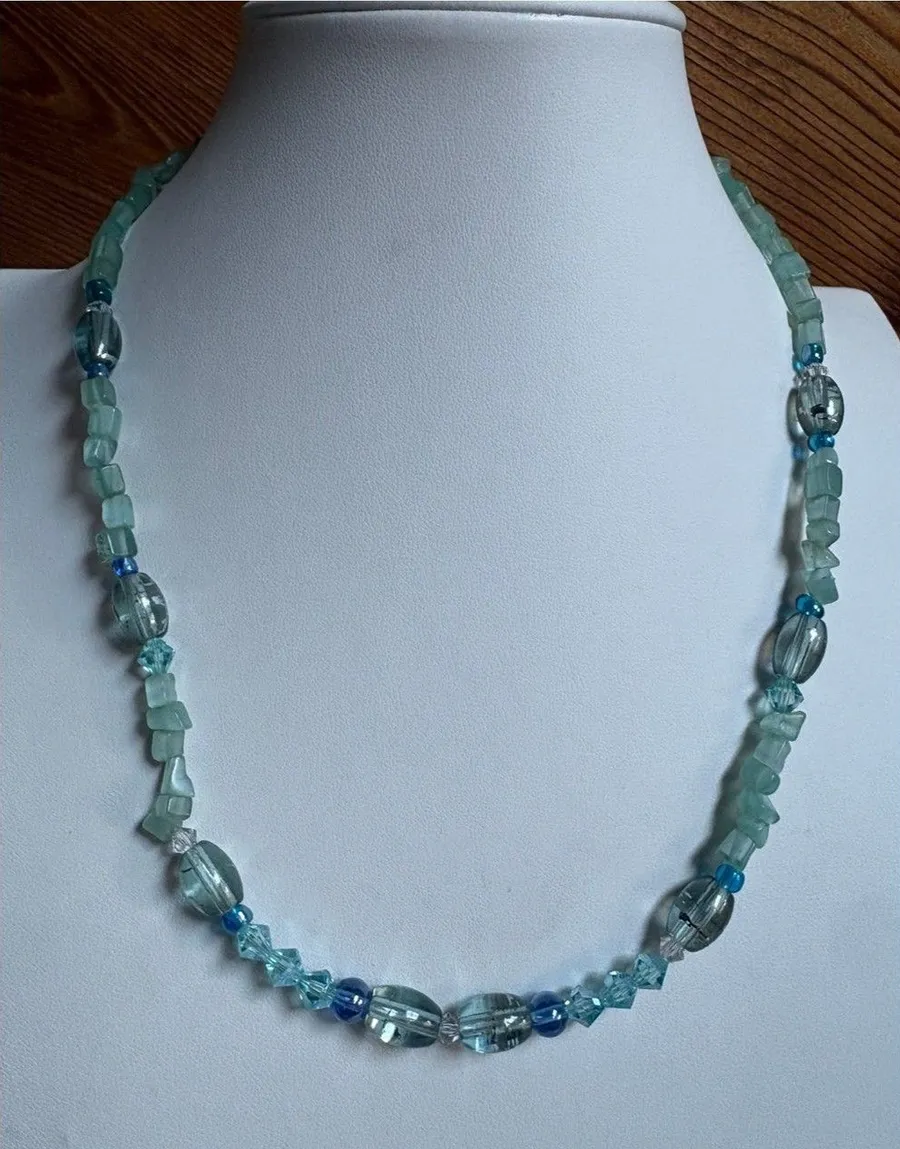 Handcrafted Aqua Bead Necklace