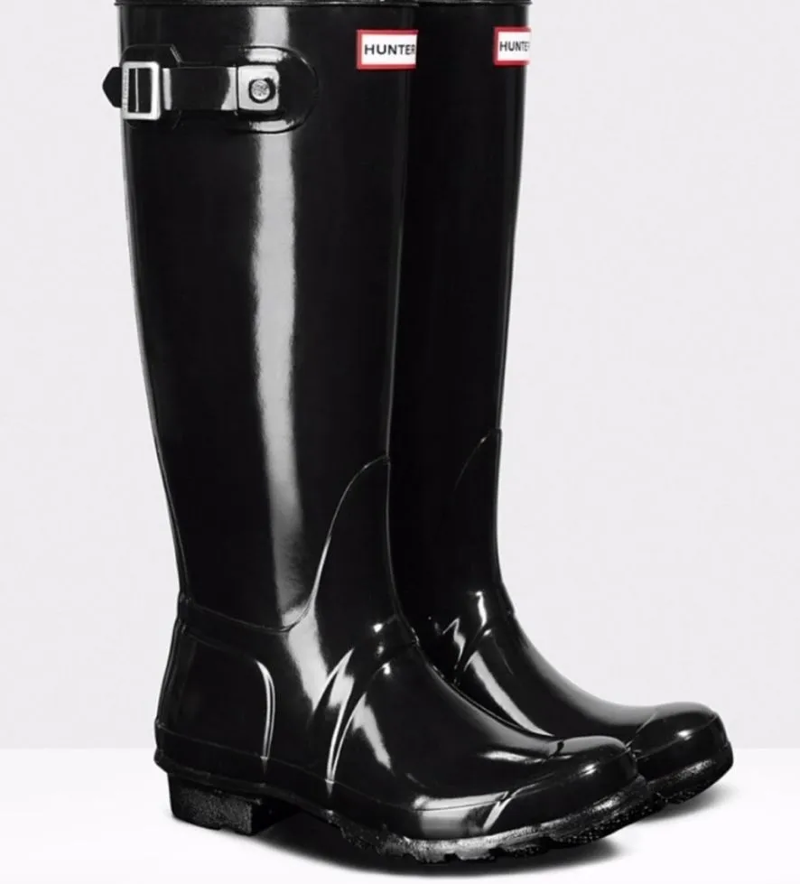 Hunter Black Winter Rain Boots High Shine Waterproof