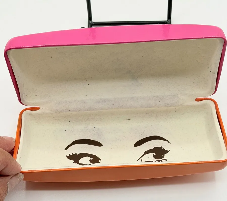 Kate Spade Eyeglass Case Pink Orange Hard Shell Colorblock Preppy Y2K Vibrant