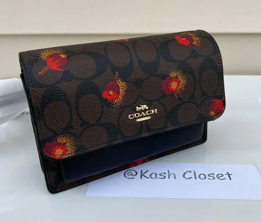Foldover Belt Bag In Signature Canvas With Pop Floral Print