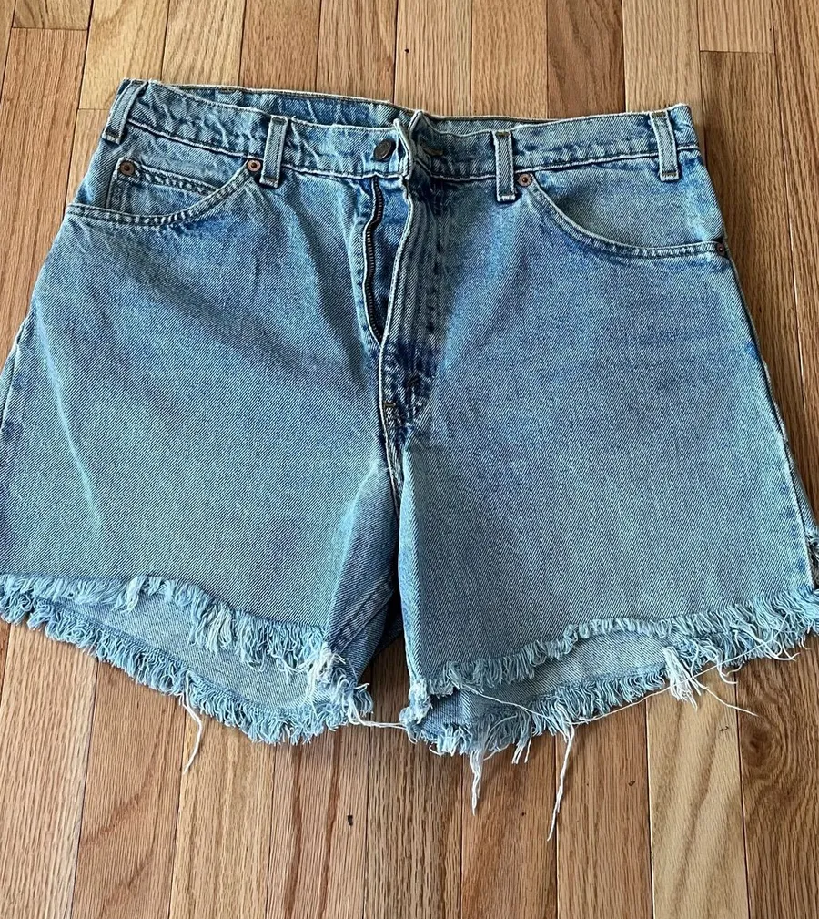 Vintage Levi's Orange Tab Denim Shorts 32 High Rise Cutoffs Light Wash 90s