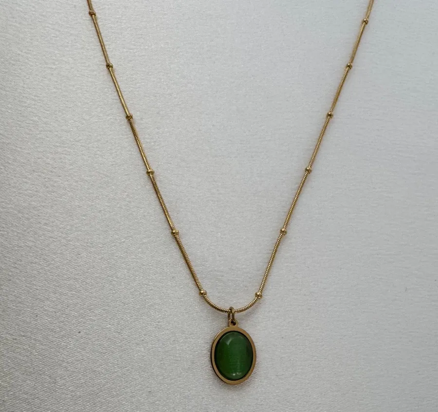 Green Crystal Pendant Necklace for Women