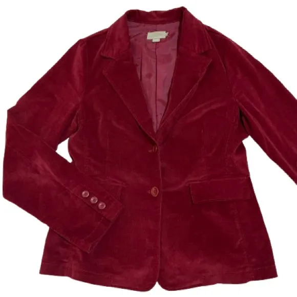 XXI Brand Deep Red Corduroy Jacket Blazer Button Front Stretch Size L