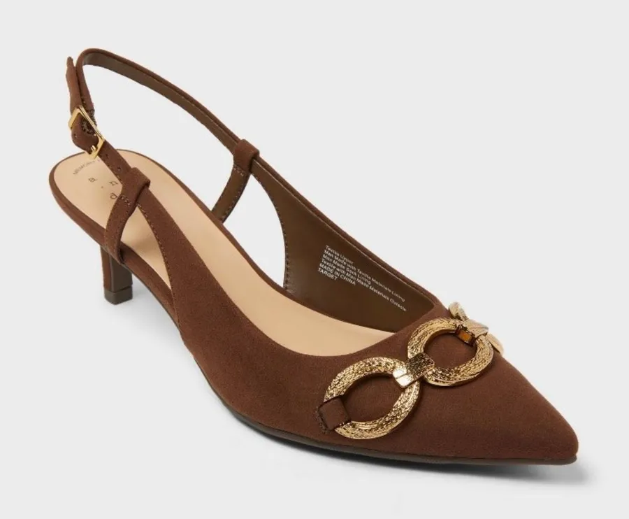 Tabitha Oversized Chain Sling Back Heels with Memory Foam Insole