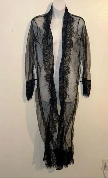 SHEIN Black Sheer Lacy Cover up New & UNUSED NO TAGS no belt either SIZE XXL