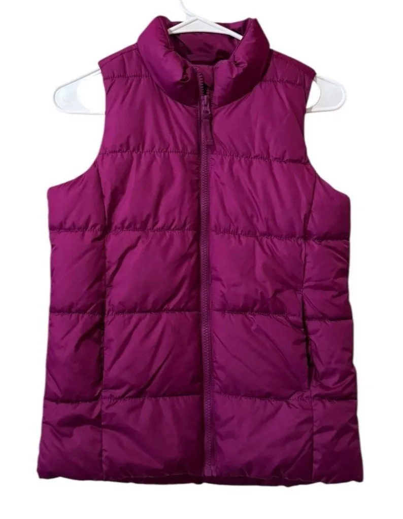 Old Navy Frost Free Women Size Large Regular Puffer Vest Pink Zip Preppy Winter