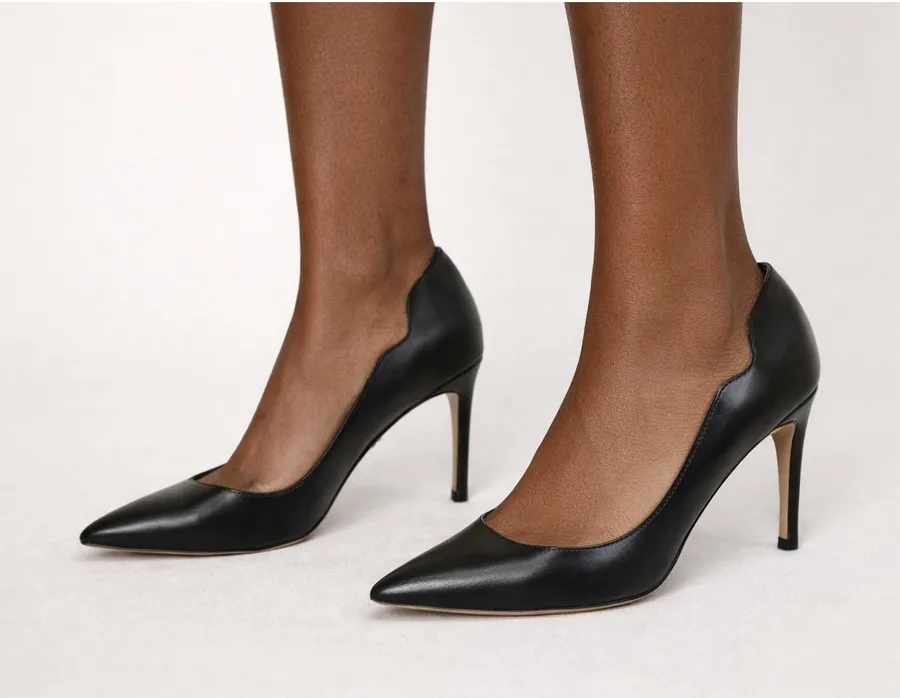 Petit Cadeau Lavinia Black Vegan Leather Stilettos Women's Size 7