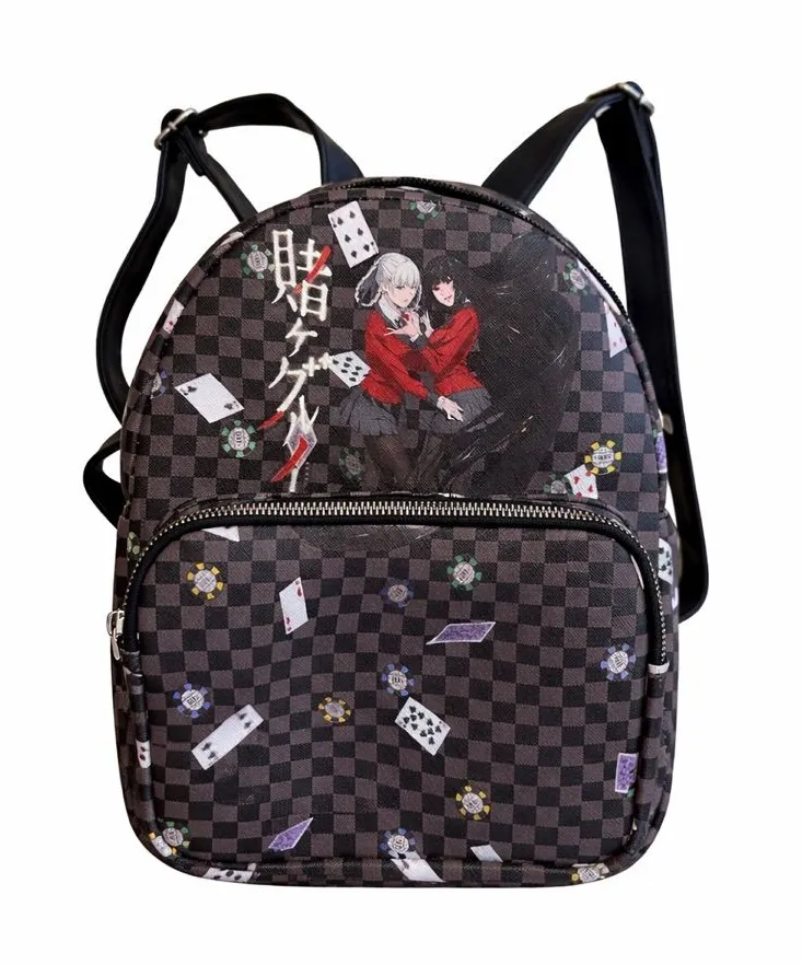 Hot Topic Kakegurui Yumeko & Kirari Checkered Mini Backpack Anime Poker Cards