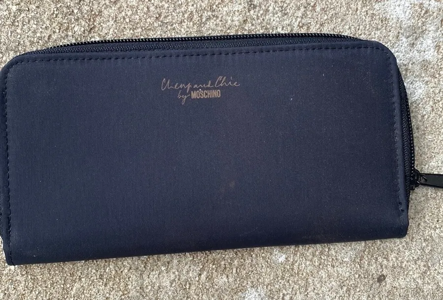 Moschino Cheap and Chic Wallet Womens Size OS Black Zip Around Nylon Designer
