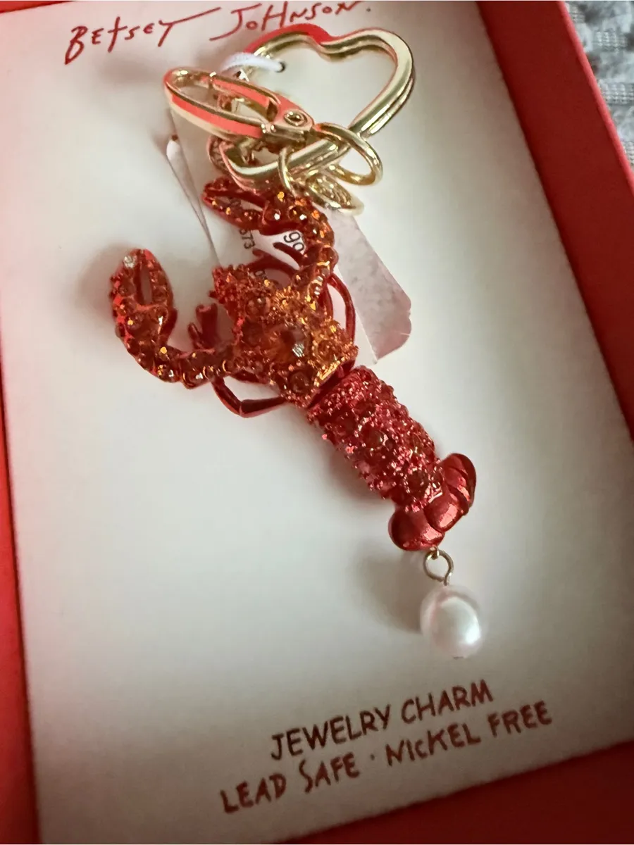 Betsey Johnson Crystal Lobster Key Fob Bag Charm