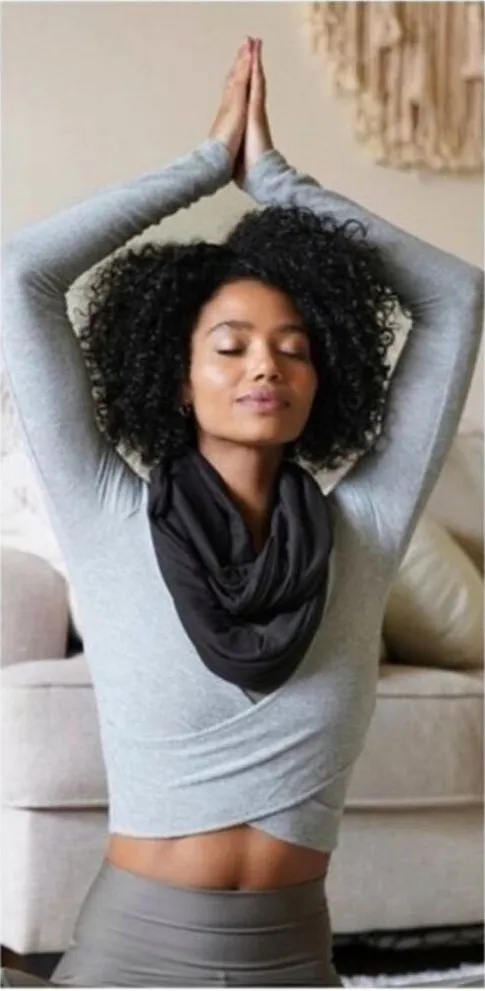 Beyond Yoga Black Infinity Scarf With Cellphone Zippered Pocket