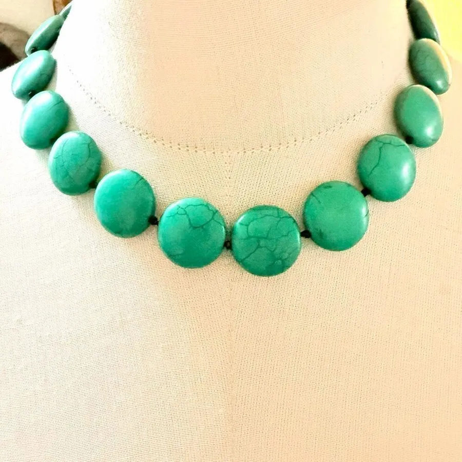 Green Beaded Statement Necklace Green