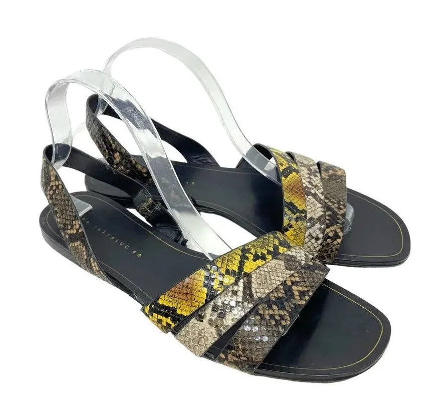 Zara Animal Print Flat Sandals w/ Multicolored Straps Size 40 / US 9.5