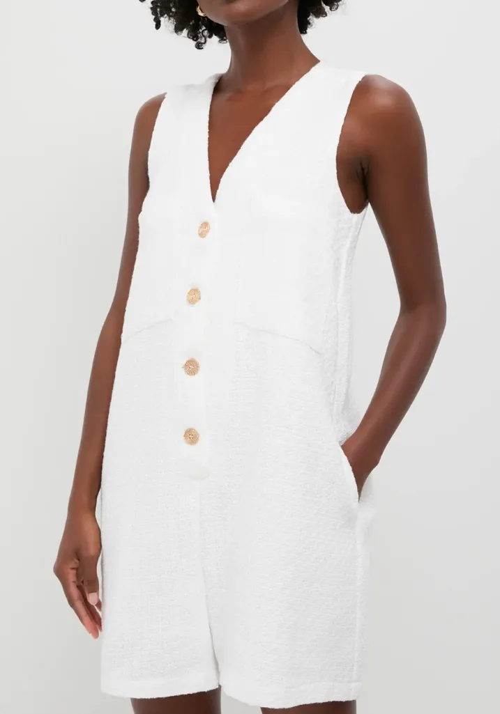 Tuckernuck White Textured Myla Romper in Size XXL
