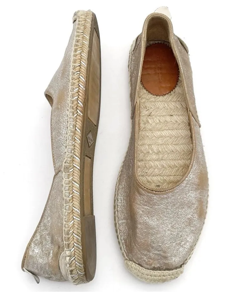 Rag & Bone Georgie Silver Platinum Espadrille Slip-On Shoe Women’s Size 39.5 | 9