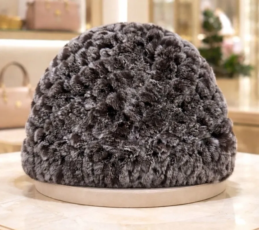 Unbranded Reversible Knit Beanie Faux Rabbit Fur Hat in Chocolate Brown Cozy