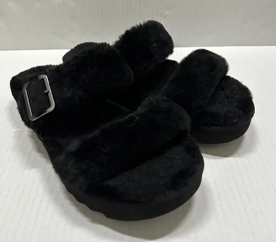 Koolaburra By UGG Shoes Womens Size 7 38 Black Furr-ah Buckle Slide Slippers