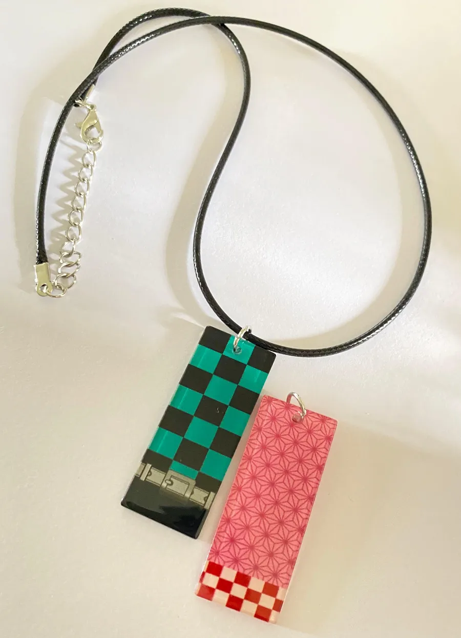 Demon slayer Nezuko tanjiro necklace set 💚