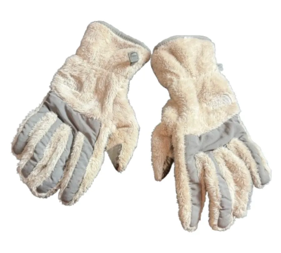 THE NORTH FACE Osito Etip Faux Fur Fleece Gloves Size Medium Grey Blue