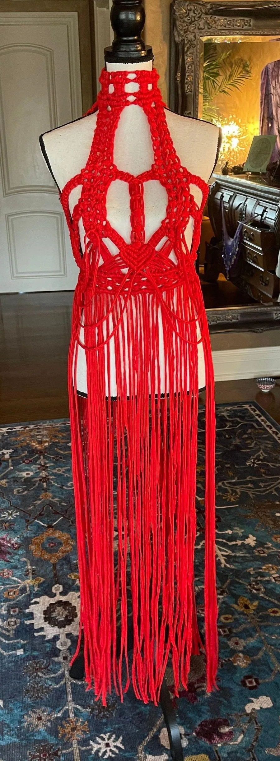Macramé Dress Red