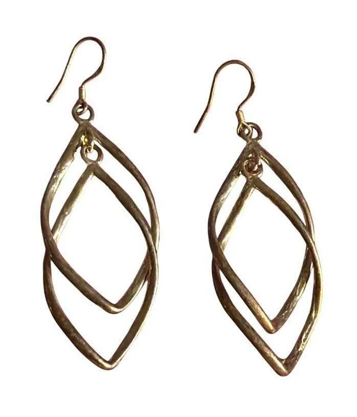 Sterling Silver Double Intertwined Marquis Drop Dangle Earrings Hooks 2.5"