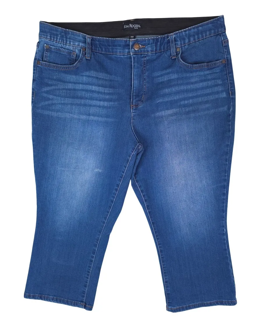 Kim Rogers Curvy Capri Jeans Womens 16W Blue Denim Stretch Comfort Waist Cropped