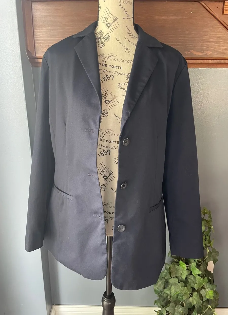 Vintage LL Bean Womens Navy Blue Three Button Blazer Size 14