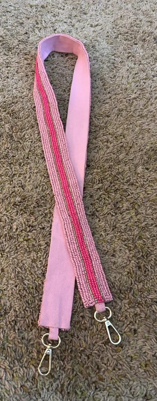 Pink Beaded Bag Strap
