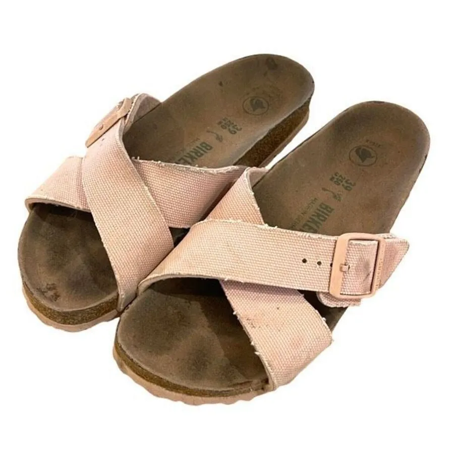 Birkenstock Womens Siena Cross Strap Veegan Slide Sandals Light Pink Size 39