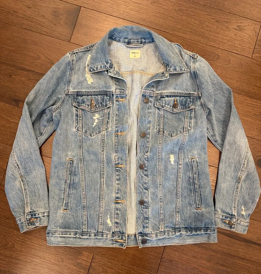 Gap 1969 Light Wash Distressed Denim Jacket Size Small - C65-002
