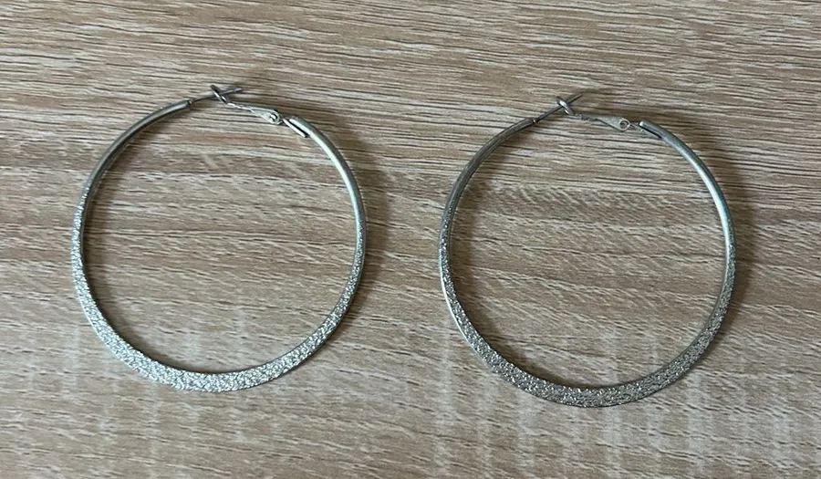 Silver Textured Hoop Earrings