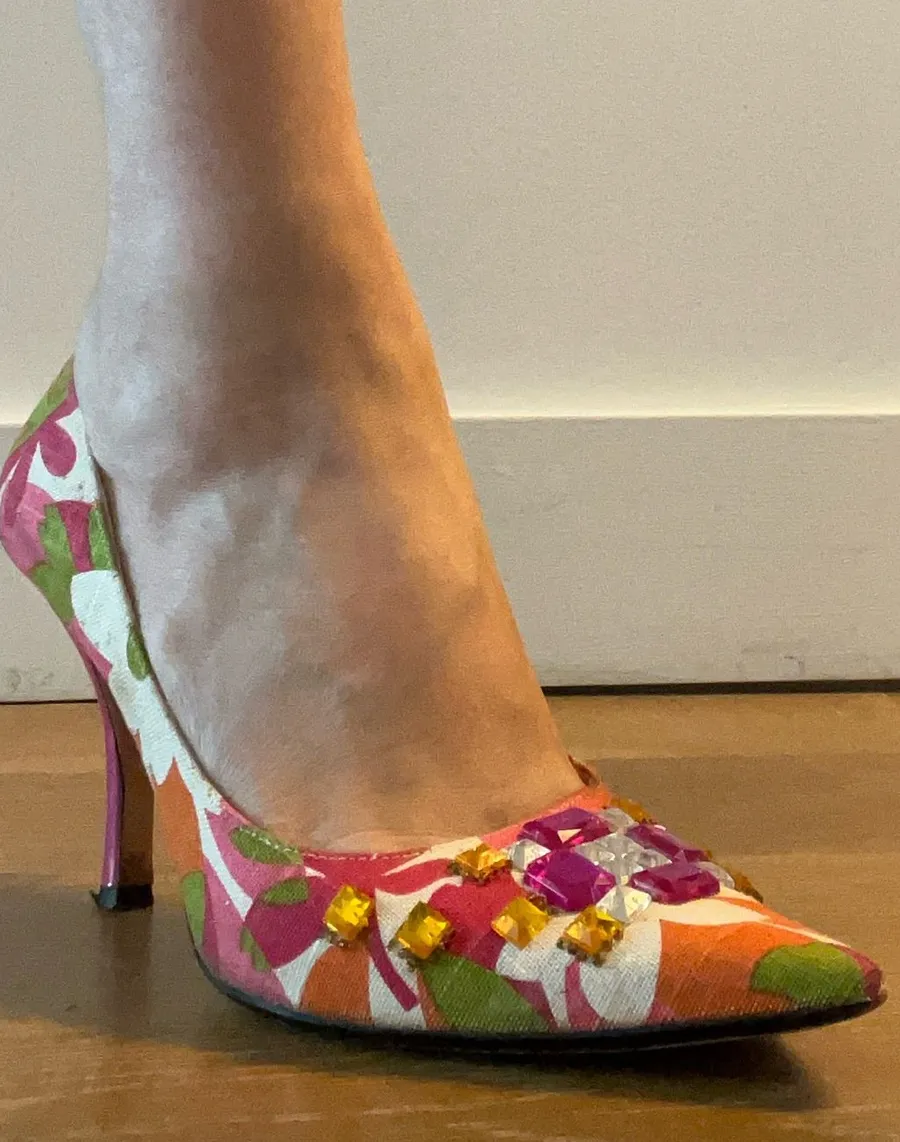 J.Renee Floral Pink and Orange Pointed