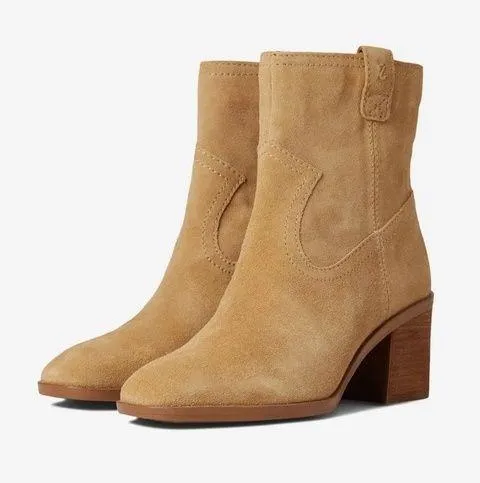 Suede Leather Sand Western Livie Bootie Tan Size 7.5