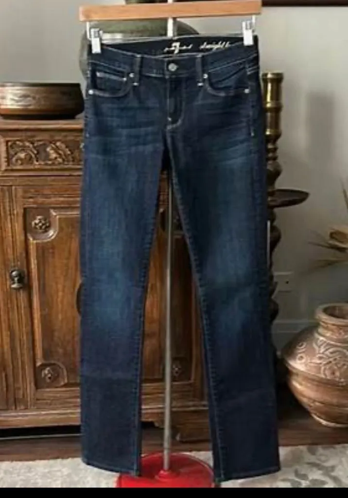 7 For All Mankind Blue Straight Leg Jeans
