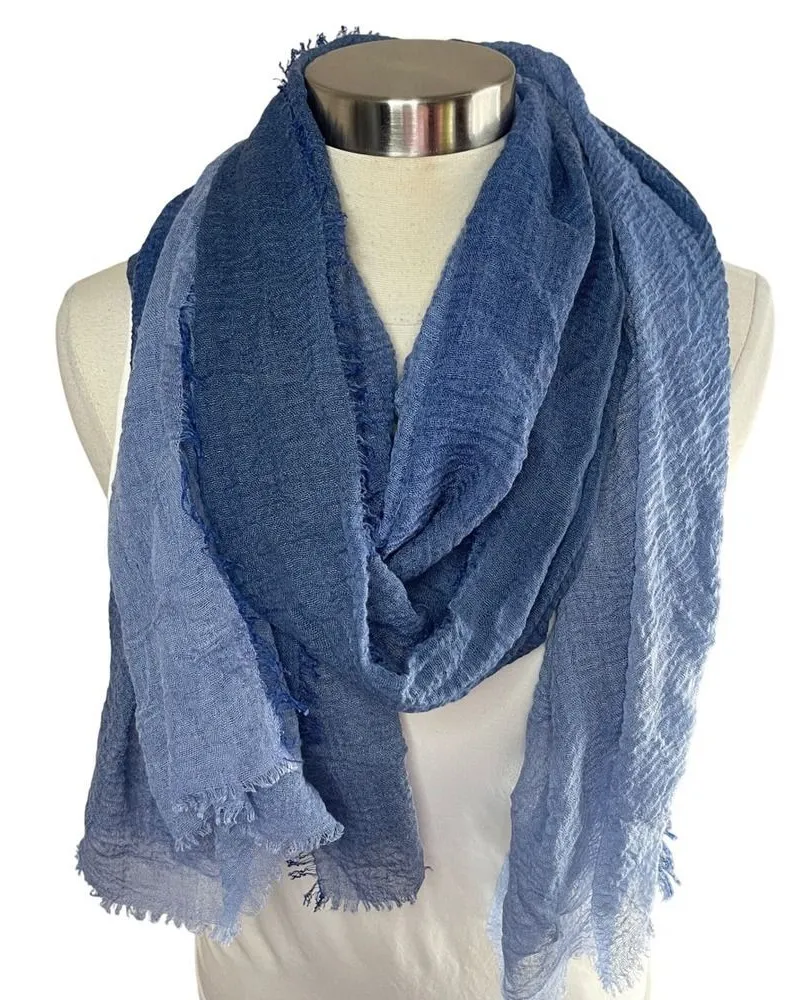 UNBRANDED Blue Ombré Lightweight Pashmina Scarf Wrap