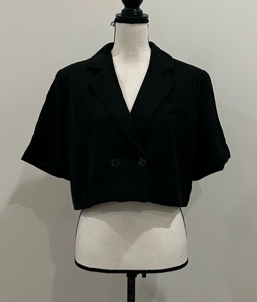 Dazy Cropped Blazer Black Size XL