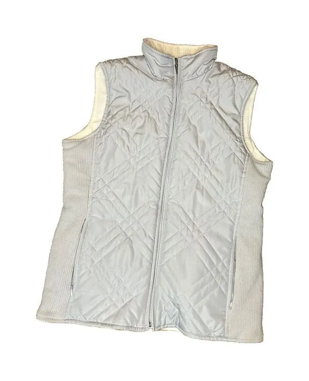 Izod Puffer Vest Reversible Zip Up Fleece Lightweight Grayish White Vest Sz S