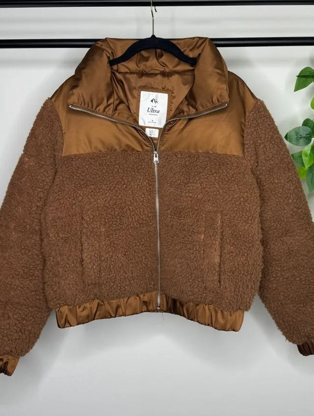 Abercrombie & Fitch Ultra Cropped Mini Puffer Fleece Jacket size Small *FLAWED*