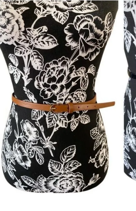 Lot Of 2 Skinny Belts Medium Large Formal Buckle Adjustable Everyday Accessories Black